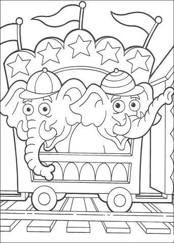 Elephant Twins  Coloring Page